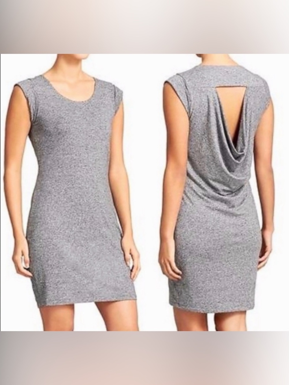 Athleta Grey Cap Sleeve Mini Dress with Draped Open Back Size S